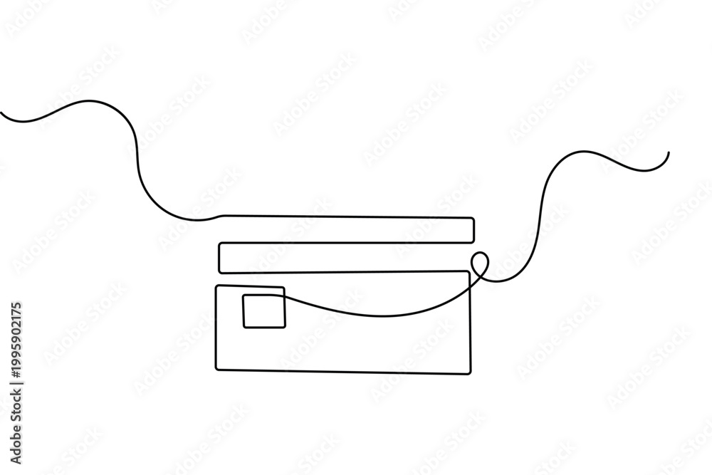 Obraz premium Minimalist credit card continuous line drawing isolated on white background vector illustration