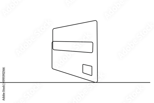 Minimalist credit card continuous line drawing isolated on white background vector illustration