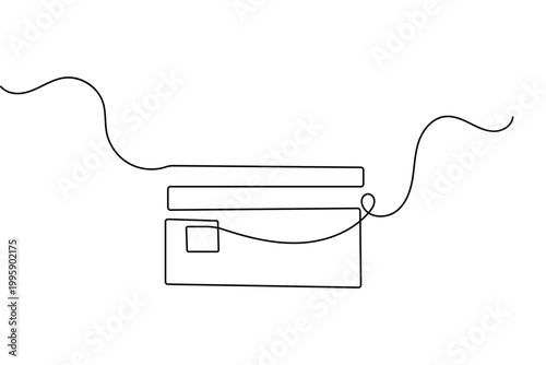 Minimalist credit card continuous line drawing isolated on white background vector illustration