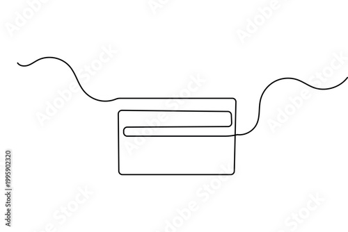 Minimalist credit card continuous line drawing isolated on white background vector illustration