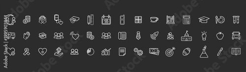 Medical outline icon set in minimal white line style. Healthcare symbols for hospital pharmacy diagnostics and emergency UI apps. Clean vector collection for web interface infographic and branding des