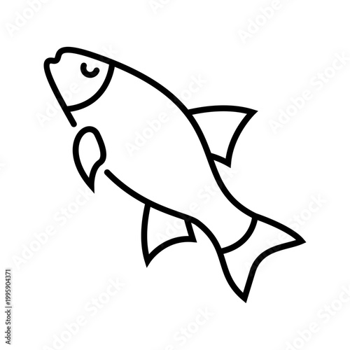 Asp fish icon. Animals and freshwater fish line symbol. Black and white.