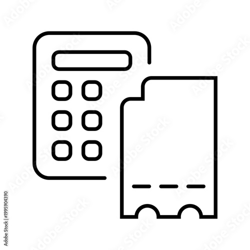 Atm receipt icon. Business and banking line symbol. Black and white.