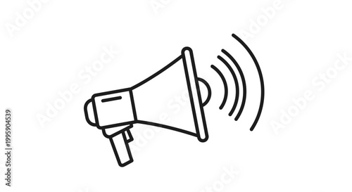 Megaphone Icon with Sound Waves, Announcement and Promotion Symbol