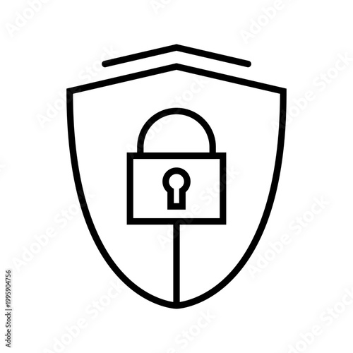 Data protection icon. Technology and cybersecurity line symbol. Black and white.