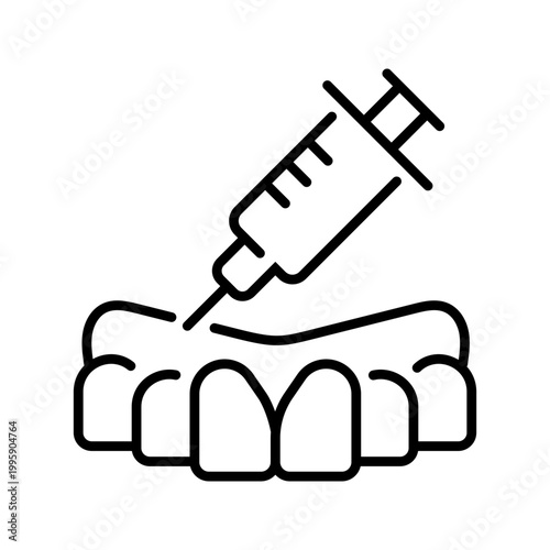 Dental anesthesia icon. Healthcare and dentistry line symbol. Black and white.