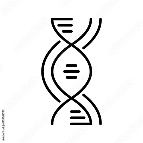 Dna helix icon. Science and genetics line symbol. Black and white.
