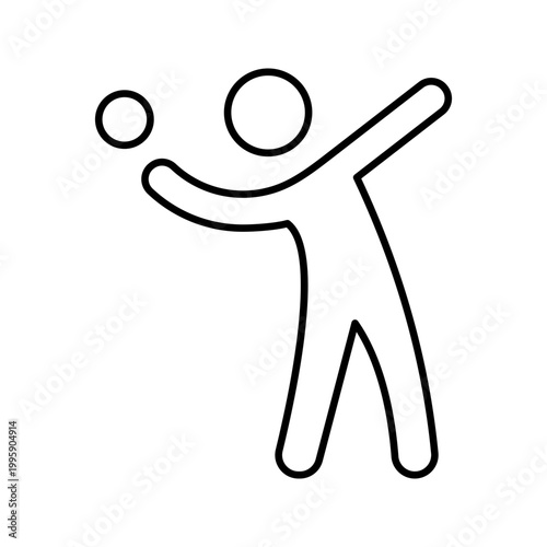 Handball player icon. Sports and team sport line symbol. Black and white.