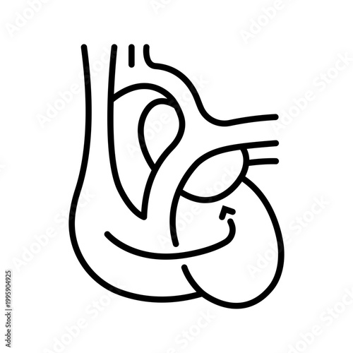 Heart defect icon. Healthcare and cardiology line symbol. Black and white.