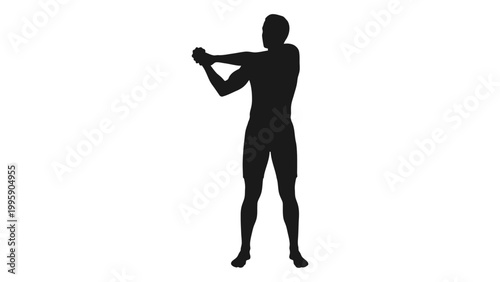 Photos Silhouette of a muscular man in a boxing stance preparing to punch