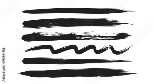 Set of hand drawn grunge texture paint brush, business arrows with different length and thickness hand drawn set. Graphic modern design elements.
