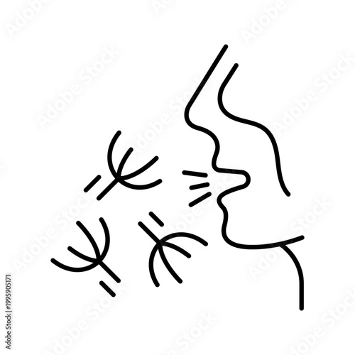 Pollen allergy icon. Healthcare and allergy line symbol. Black and white.