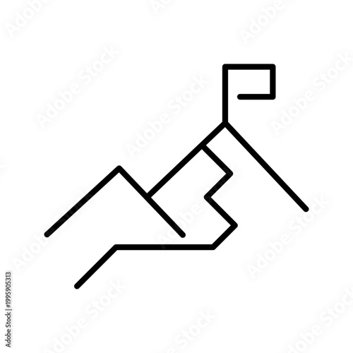 Ski piste icon. Sports and skiing line symbol. Black and white.