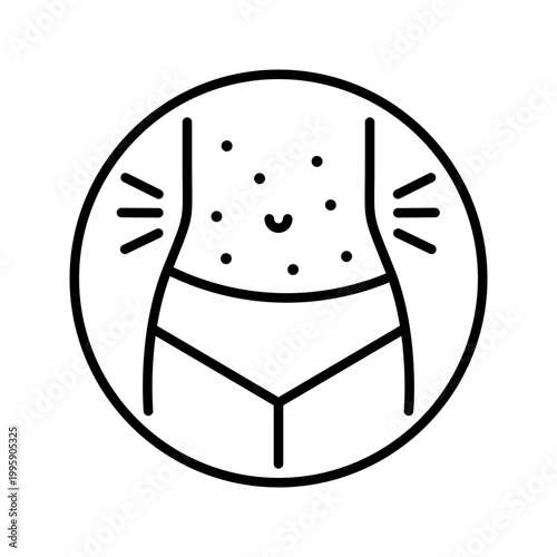 Skin itch icon. Healthcare and dermatology line symbol. Black and white.