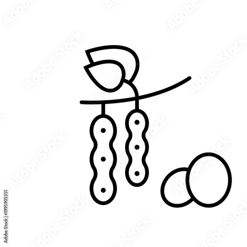 Soy bean icon. Food and legumes line symbol. Black and white.