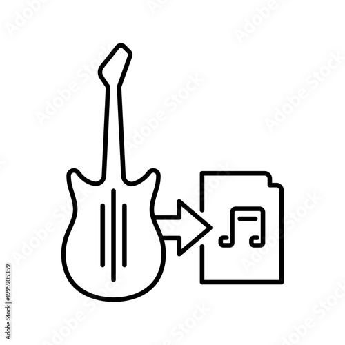 Song writing icon. Music and songwriting line symbol. Black and white.
