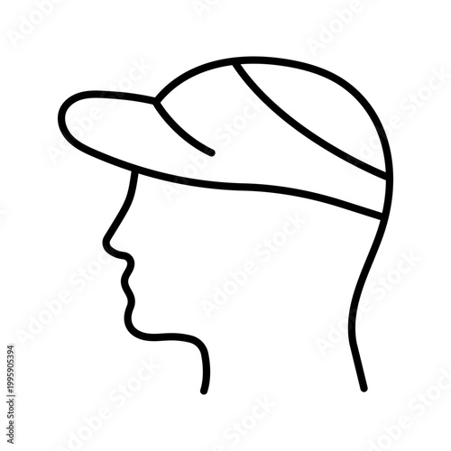 Tennis cap icon. Sports and headwear line symbol. Black and white.