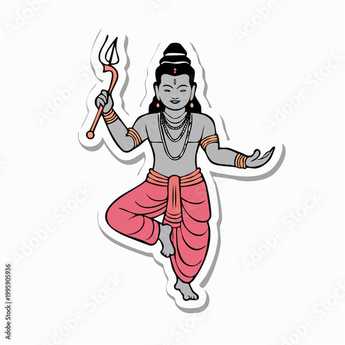 Illustration of Lord Shiva dancing with a trident
