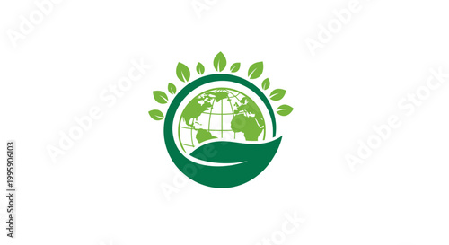 Global Ecology Concept with Green Leaves and Earth