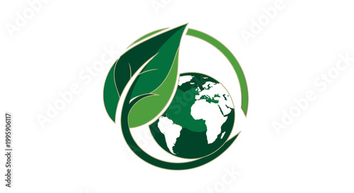 Global Ecology Concept with Green Leaves and Earth
