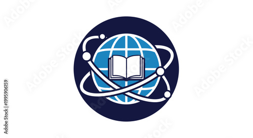 Global Education Concept with Open Book and Orbiting Electrons