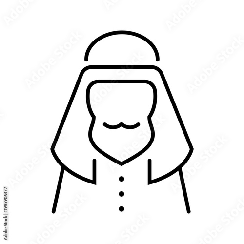 Arab man icon. People and ethnicity line symbol. Black and white.