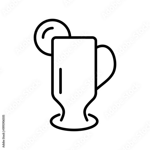 Blue lagoon cocktail icon. Food and cocktails line symbol. Black and white.