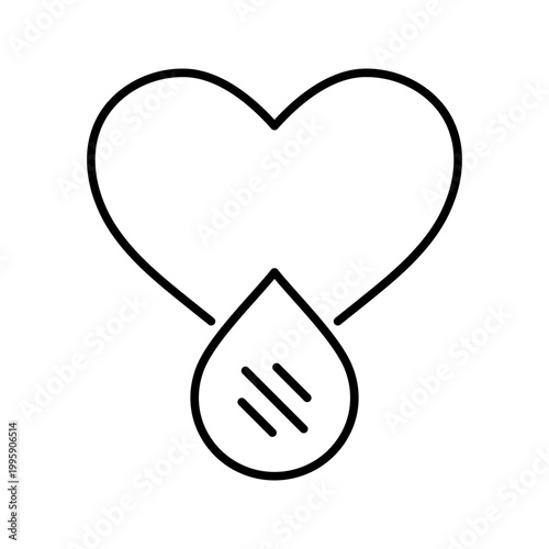 Blood donation icon. Healthcare and blood donation line symbol. Black and white.