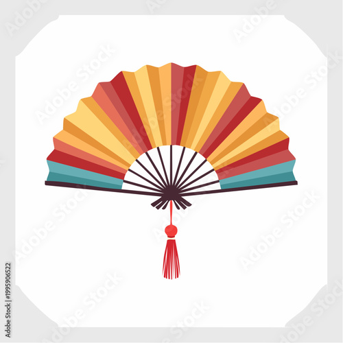 Colorful Folding Fan with Tassel