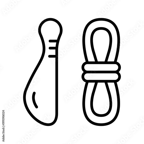 Boat rope icon. Sports and boating line symbol. Black and white.