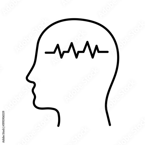 Brain stroke icon. Healthcare and neurology line symbol. Black and white.