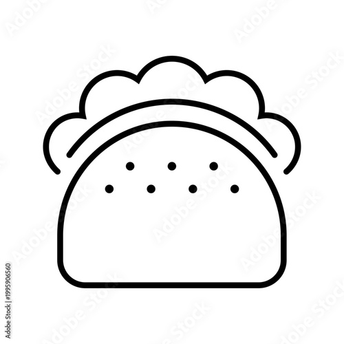 Burrito wrap icon. Food and fast food line symbol. Black and white.