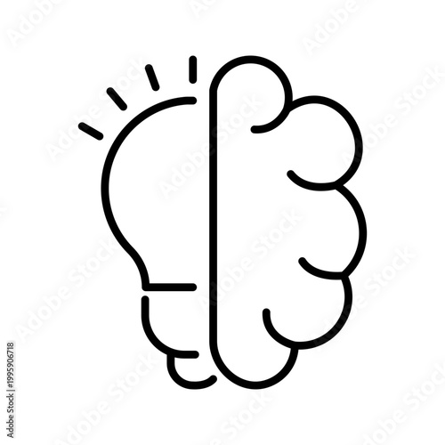 Creative idea icon. Business and innovation line symbol. Black and white.