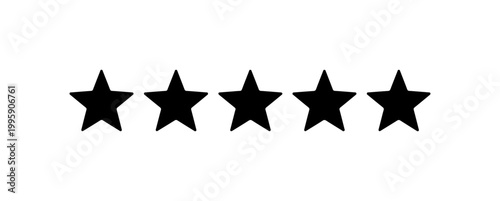 Five Black Star Rating Icons - Minimalist Vector Design
