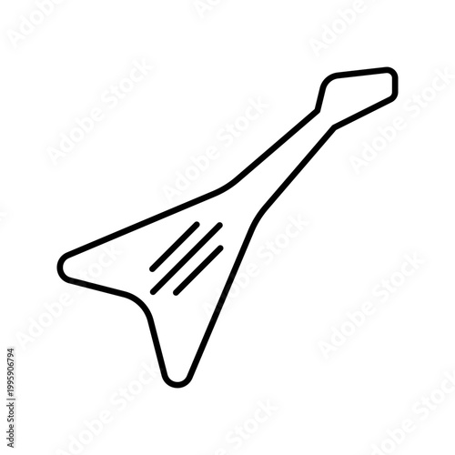 Electric guitar icon. Music and string instruments line symbol. Black and white.