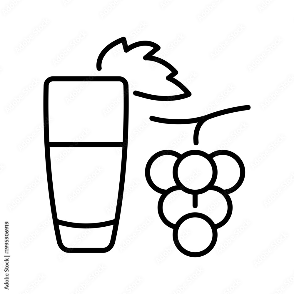 Fototapeta premium Grape juice icon. Food and fruit juice line symbol. Black and white.