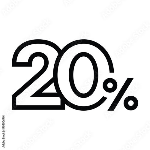 20 percent discount number in linear outline style