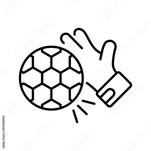 Goalkeeper save icon. Sports and football line symbol. Black and white.