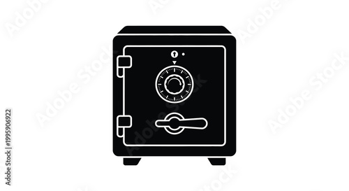secure safe box with combination lock silhouette