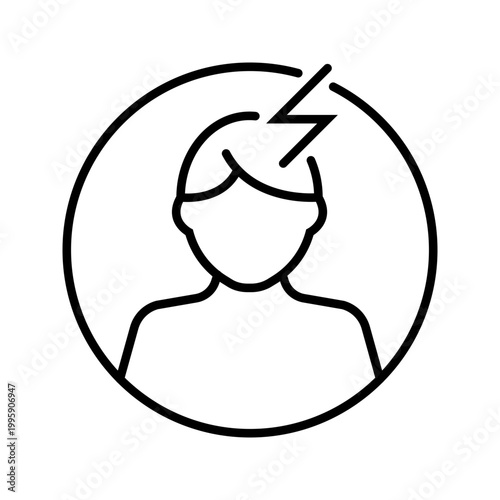 Head pain icon. Healthcare and neurology line symbol. Black and white.