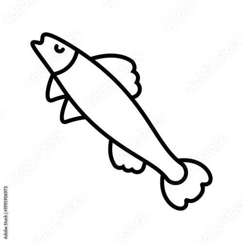 Herring fish icon. Food and seafood line symbol. Black and white.