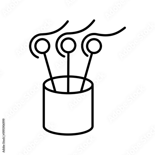 Incense holder icon. Home and home fragrance line symbol. Black and white.