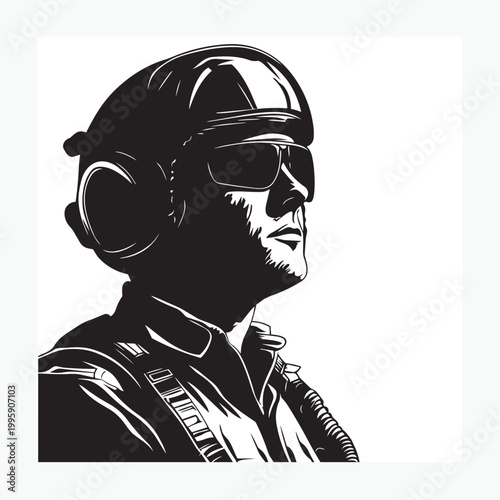 portrait of a pilot with a helmet