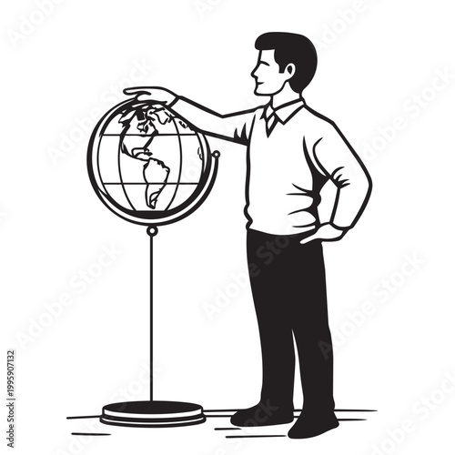 businessman holding globe