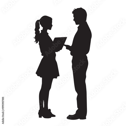 silhouette of business woman and man