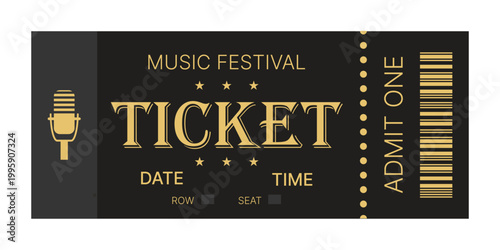 Music festival ticket pass event admission live concert entry design