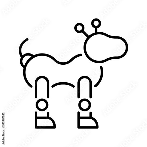 Robot dog icon. Technology and robotics line symbol. Black and white.