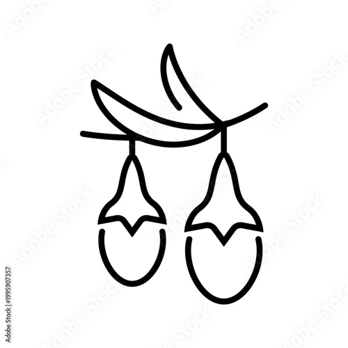 Sea buckthorn icon. Food and berries line symbol. Black and white.