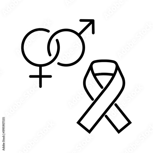 Unprotected sex icon. Healthcare and sexual health line symbol. Black and white.