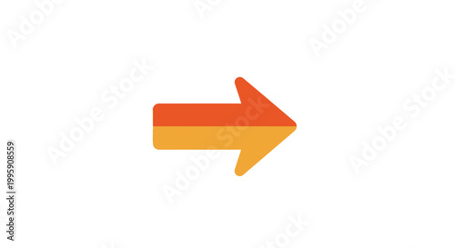 Vibrant orange and yellow split colored arrow icon pointing towards the right side of image screen